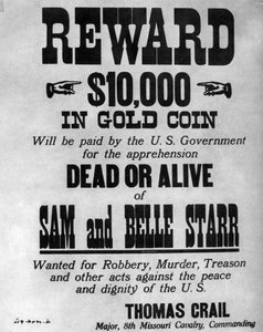 無法者のサムとベル・スターの指名手配ポスター、c1880-1886 1954 作： Unbekannt