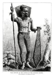 1877年、中央太平洋のキャロライン諸島の原住民の戦争衣装 作： Unbekannt