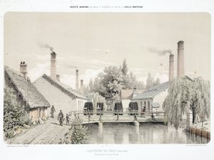 水力発電、1900年以前 フランス、ブレイの圧延機(Laminoirs) 作： Unbekannt
