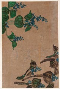 青い花の水草、江戸時代、1615-1868. 作： Unbekannt