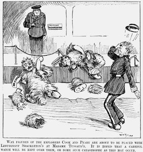 ロンドンのマダムタッソー蝋人形館での極地探検家、ピアリーとクックのワックスモデル、1909年 作： Unbekannt