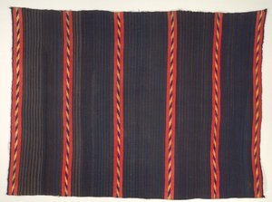 Moki Moqui Stripesを使用したブランケットの着用、1865-1875。