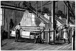 Jacquard動力織機を装備した製織小屋、c1880 作： Unbekannt
