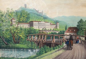 19世紀半ばのバーデン近くのヴァイルブルク城。 作： Unbekannt
