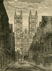 1881年にトシルストリートからウェストミンスター修道院の西正面。 作： Unbekannt