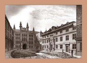 ギルドホール礼拝堂とブラックウェルホールの西側の眺め、1886