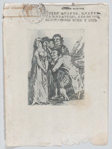 1816年以降、若い女性が男性のグループに囲まれている. 作： Unbekannt