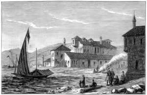 バイロン卿が亡くなった場所、ミソロンギ、ギリシャ、1888 作： Unbekannt