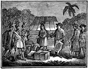 ウィリアムペンとネイティブアメリカン、イギリスのクエーカー教徒入植者、1830年 作： Unbekannt