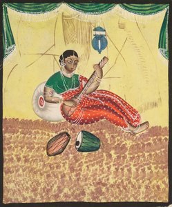 音楽を演奏する女性、1800年代。 作： Unbekannt