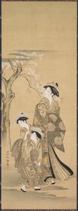 女性と二人の子供、1900年代。 作： Unbekannt