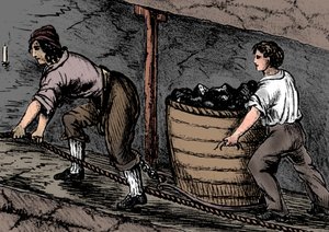 炭鉱で働いている女性と少年、ボルトン、ランカシャー、1848 作： Unbekannt