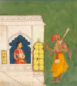 戦士を見つめる女性、カリフォルニア州。 1680年。 作： Unbekannt