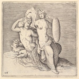 シーモンスターに着席した盾を持つ女性1599-1622。