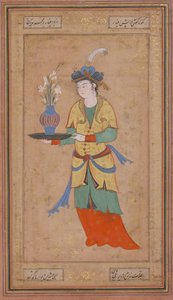 ユリの花瓶を持つ女性、16 世紀後半。 作： Unbekannt