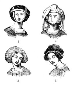 女性の髪型、13世紀後半〜14世紀初頭、1910年 作： Unbekannt