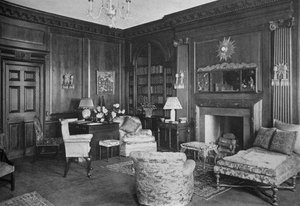 図書館の古い英語部屋の木工細工、ミスアンモーガンの家、ニューヨーク市、1924年。 作： Unbekannt