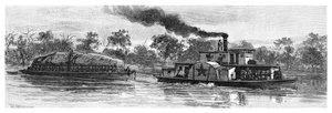 オーストラリア、ダーリング川の羊毛はしけ、1886 作： Unbekannt