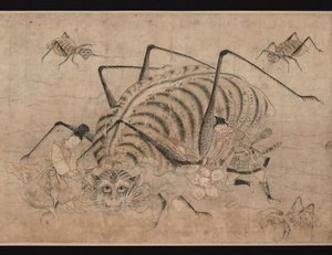Yorimitsu killing Tsuchigumo Detail of the scroll Tsuchigumo no Soshi Emaki, 13th century 作： Unbekannt