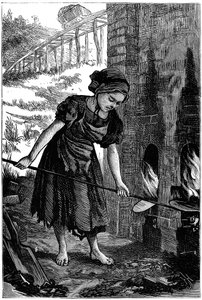 1871年にレンガ窯の火の穴を開く少女 作： Unbekannt