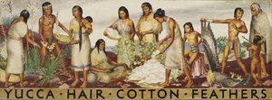 ユッカ、髪、綿、羽の壁画研究、約。 1933～1943年。 作： Unbekannt
