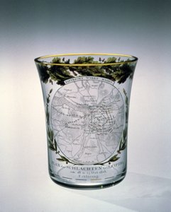 1813〜14年、サミュエルモーンが装飾した、吹き飛ばされ、染色され、エナメルを塗ったビーカー 作： Unbekannt Unbekannt