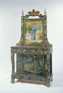19世紀半ばの中国の輸出黒漆塗りと小包の金箔のホールスタンド 作： Unbekannt Unbekannt