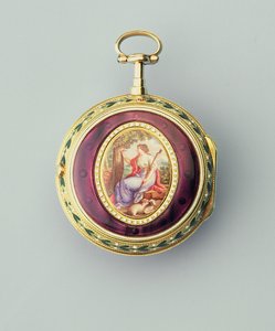 トーマスグリニオンアンドソン作のゴールドとエナメルの領事館用円筒時計、1777年