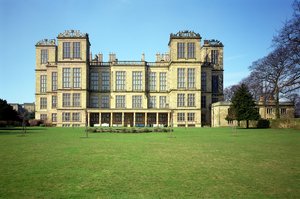 ハードウィックホール、外観、構築1590年-97、ダービーシャー、イギリス