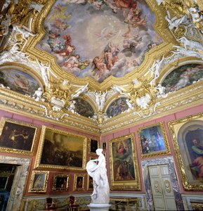 ピエトロダコルトーナ、ピッティ宮殿、フィレンツェ、イタリアの絵画が描かれたサラディジョーヴェ（ジュピタールーム）のインテリア 作： Unbekannt Unbekannt