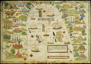 1519年に作成された、ペドロとホルヘレイネルによる「ミラーアトラス」とロポホメムの複製からのシナ海の地図