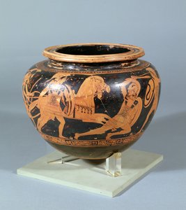 英雄的な戦闘シーンを示す白黒のレリーフで装飾されたミキシングボウル（ディノス）、アルタムラの画家の作品、紀元前450年 作： Unbekannt Unbekannt
