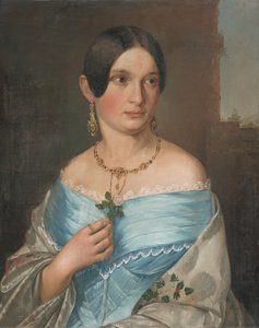 バラを持つ女性の肖像画 作： Unbekannt Unbekannt