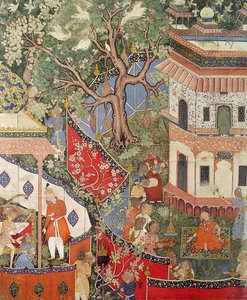 ロスタムは、インドまたはパキスタンの「ハムザナマ」（ハムザの書）、1562-77年（綿に不透明なトイレ）から、ミールアフルツへの愛を裏切った少女を発見します。