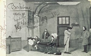 オペラ「ラボエーム」第4幕の場面、ジャコモプッチーニ作（1858〜1924年）（bw写真） 作： Unbekannt Unbekannt