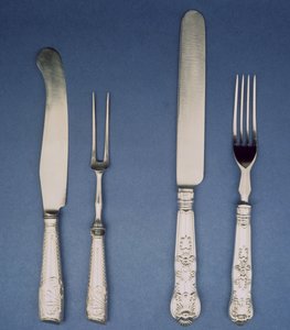 シルバーナイフアンドフォーク、シェフィールド、c.1780以降のバージョン1835、AtkinとOxley 作： Unbekannt Unbekannt