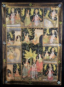 クリシュナと彼の10の化身の物語（綿の塗装）