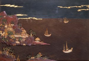 現代のプリント、おむつ、c.1785（漆）から取られたマリンシーンのトレイ 作： Unbekannt Unbekannt