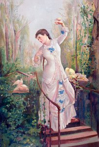 ラモン・マルティ・イ・アルシーナが描いた「La Tórtola Madre」の後に、キジバトと庭にいる19世紀の女性を描いたもので、バルセロナで出版された「El Mundo Ilustrado」に収録されています。 作： Unknown