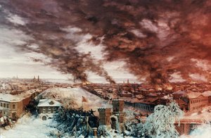 1905年の反乱を描いたエフゲニー・デシャリトの絵画「1905年の英雄的なプレスニャ」（モスクワの革命博物館 作： Unbekannt