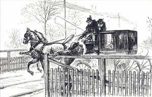 ロンドンの街を走る馬と馬車。 作： Unbekannter Künstler