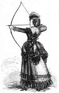 弓道の練習をする若い女性 作： Unbekannt