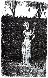 バドミントンをする若い女性。 作： Unbekannt