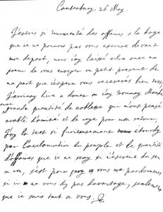 チャールズ2世がドーバーに到着した翌日、カンタベリーでフランス語で書いた妹ヘンリエッタ・アンへの愛情のこもった手紙（5月26日 作： Unbekannt
