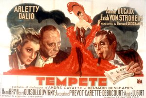 ベルナール・デシャン監督の映画「Tempete」のポスター（Arletty Marcel Dalio、Annie Ducaux、Erich Von Stroheim出演） 1940年 作： Unbekannt