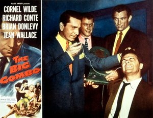 コーネル・ワイルド、リチャード・コント、ブライアン・ドンレヴィ、ジーン・ウォレス出演のジョセフ・ルイス監督の映画「The big Combo」のポスター 1955年 作： Unbekannt