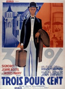 Jean-Dreville 1933isによる映画「スリー・パーセント」のポスター フランス