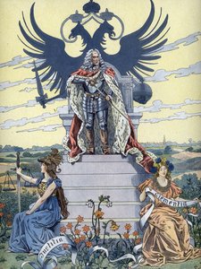 「Gott erhalte Franz den Kaiser」（神が皇帝を救う）の寓話、1900年頃（イラスト） 作： Unbekannter Künstler