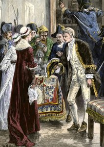 アメリカ海軍アメリカ独立戦争の英雄ジョン・ポール・ジョーンズ（1747～1792）とレンジャー号の乗組員が、アメリカのセルカーク伯爵の城を襲撃。 作： Unbekannter Künstler