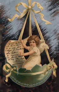 天使がメッセージを伝える - 1904年のポストカード 作： Unbekannt
